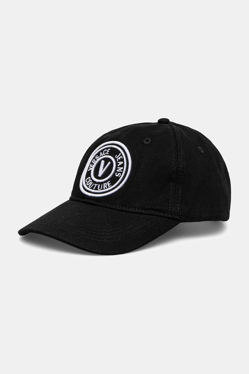 Levně Bavlněná baseballová čepice Versace Jeans Couture černá barva, s aplikací, 78GAZK26 ZG366