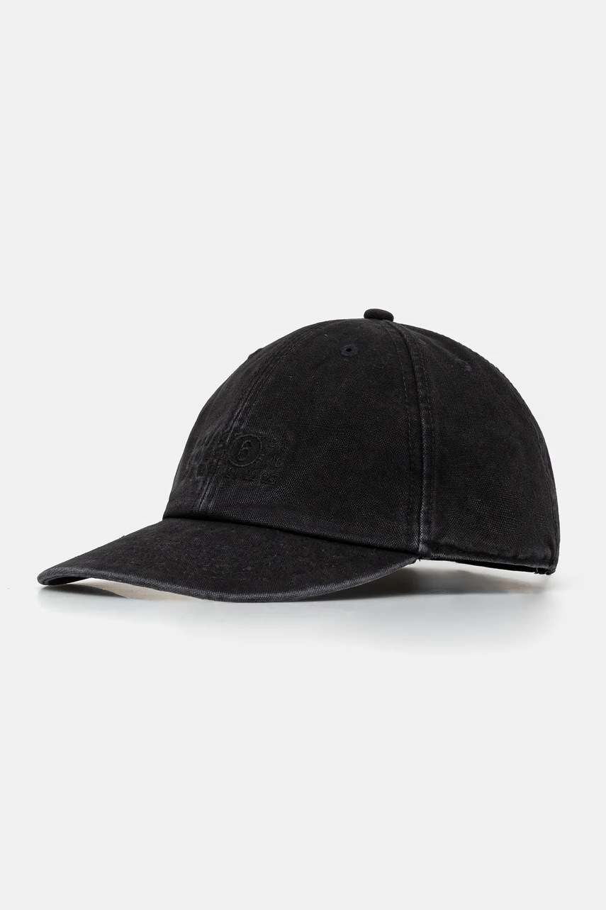 Levně Bavlněná baseballová čepice MM6 Maison Margiela černá barva, s aplikací, SH0TC0005.M35346