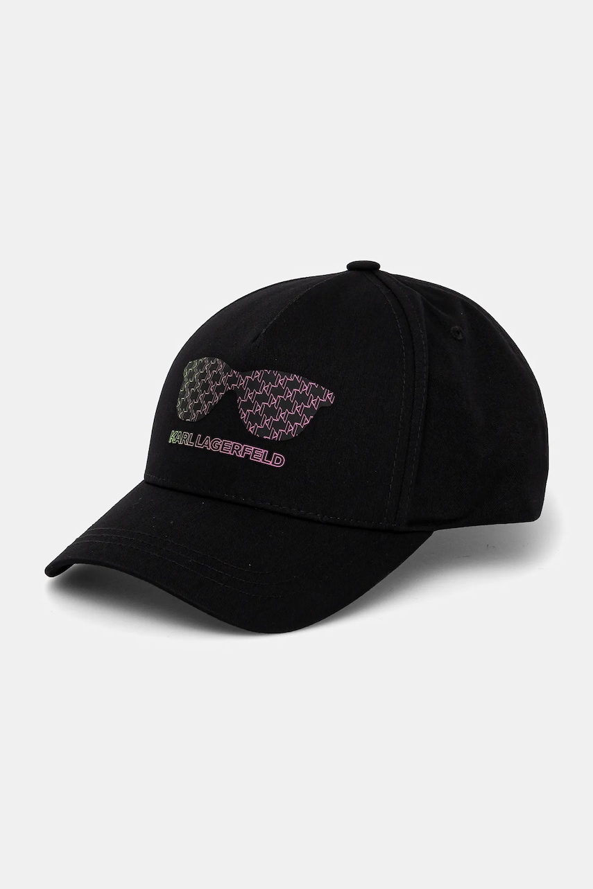 Karl Lagerfeld șapcă de baseball din bumbac culoarea negru, cu imprimeu, 552123.805624 Karl Lagerfeld șapcă de baseball din bumbac culoarea negru, cu imprimeu, 552123.805624