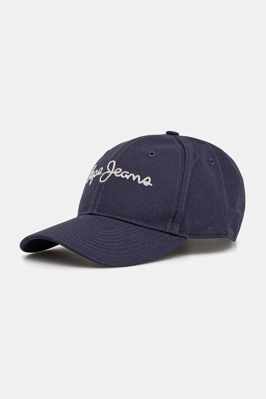Pepe Jeans șapcă de baseball din bumbac MALLON CAP culoarea albastru marin, cu imprimeu, PM040567