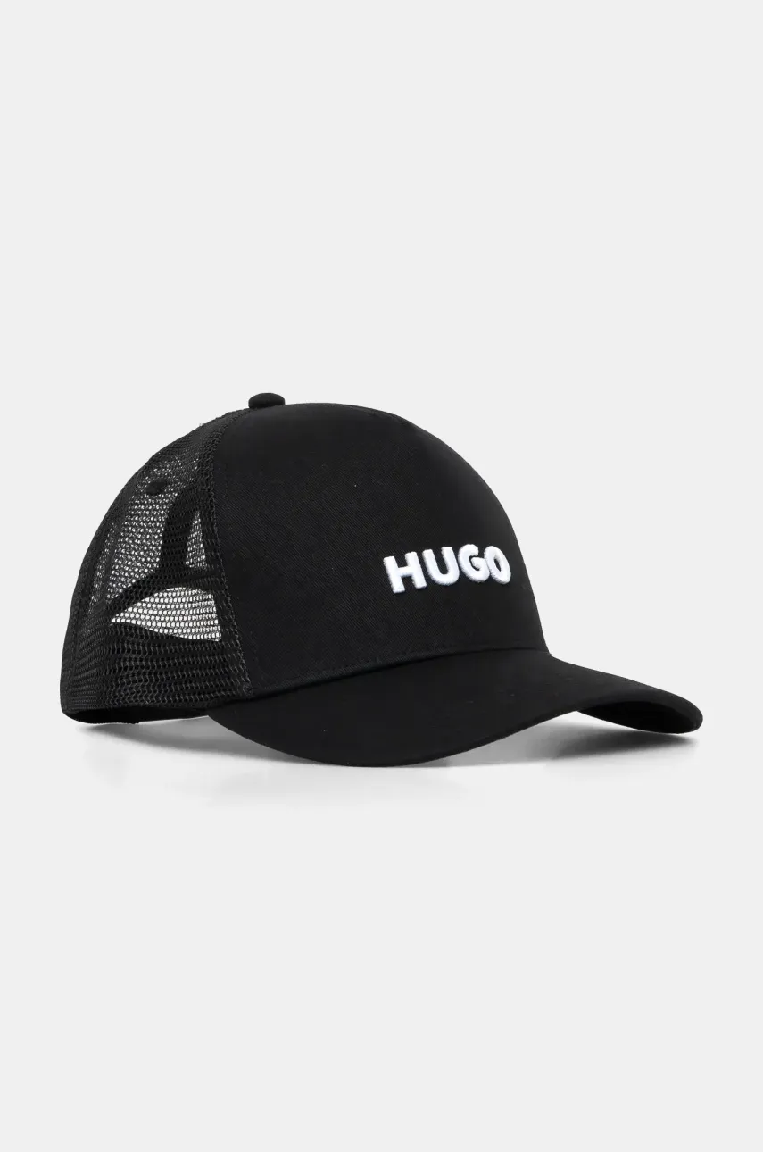 HUGO sapca culoarea negru, cu imprimeu, 50535942