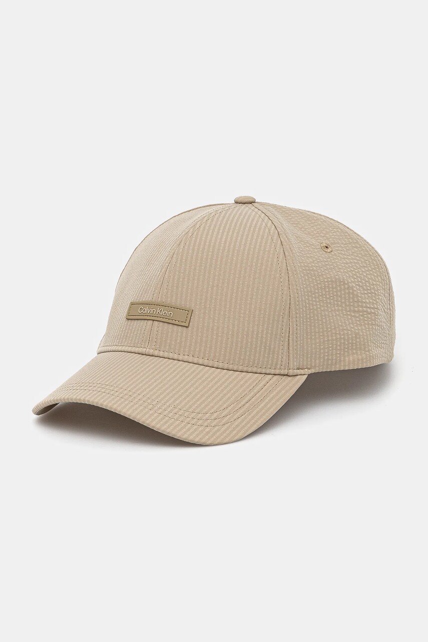 Levně Kšiltovka Calvin Klein pánská, zelená barva, s aplikací, K50K512974