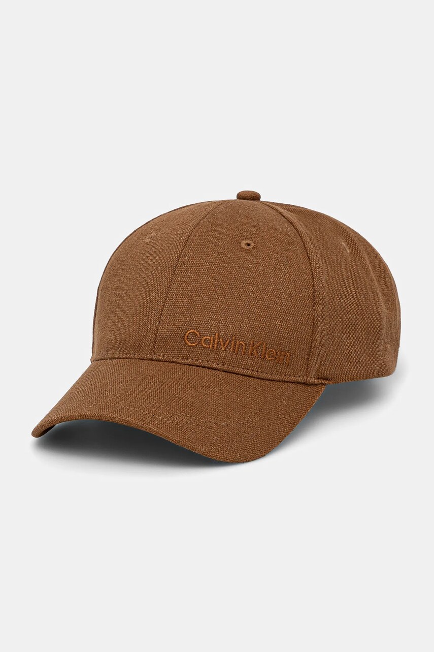 Levně Kšiltovka Calvin Klein hnědá barva, hladká, K50K512978