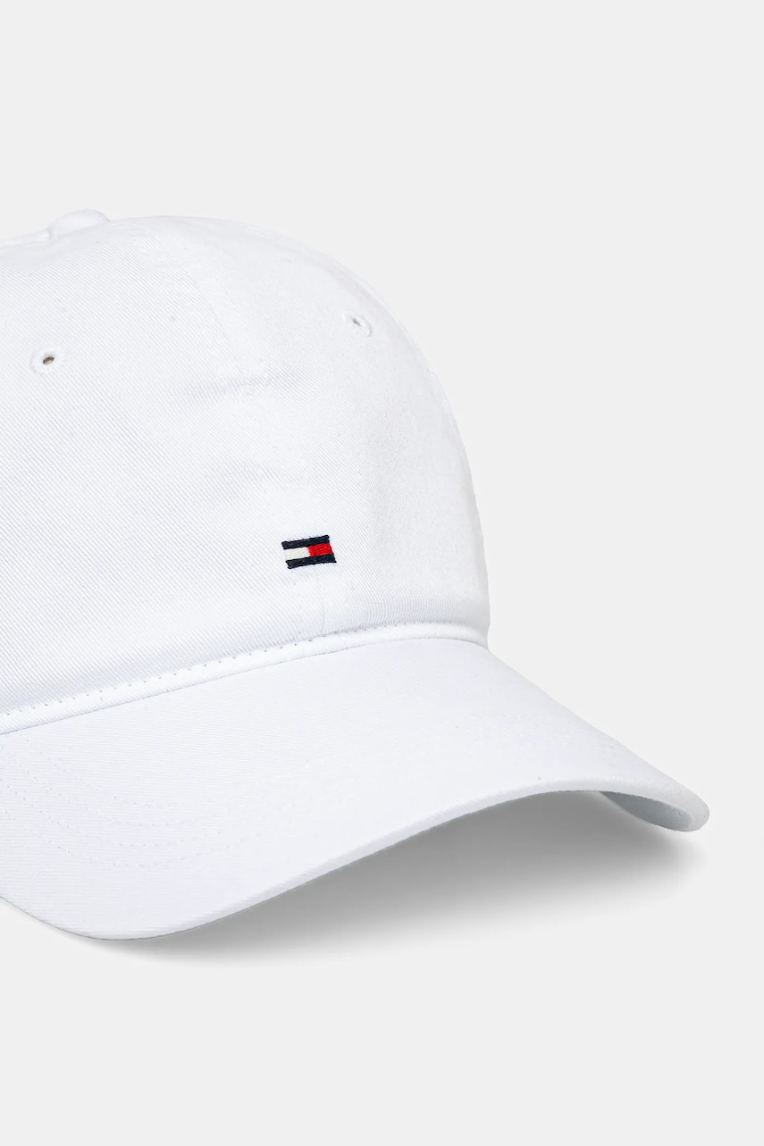 Хлопковая кепка Tommy Hilfiger цвет белый однотонная AM0AM13159 Хлопковая кепка Tommy Hilfiger цвет белый однотонная AM0AM13159