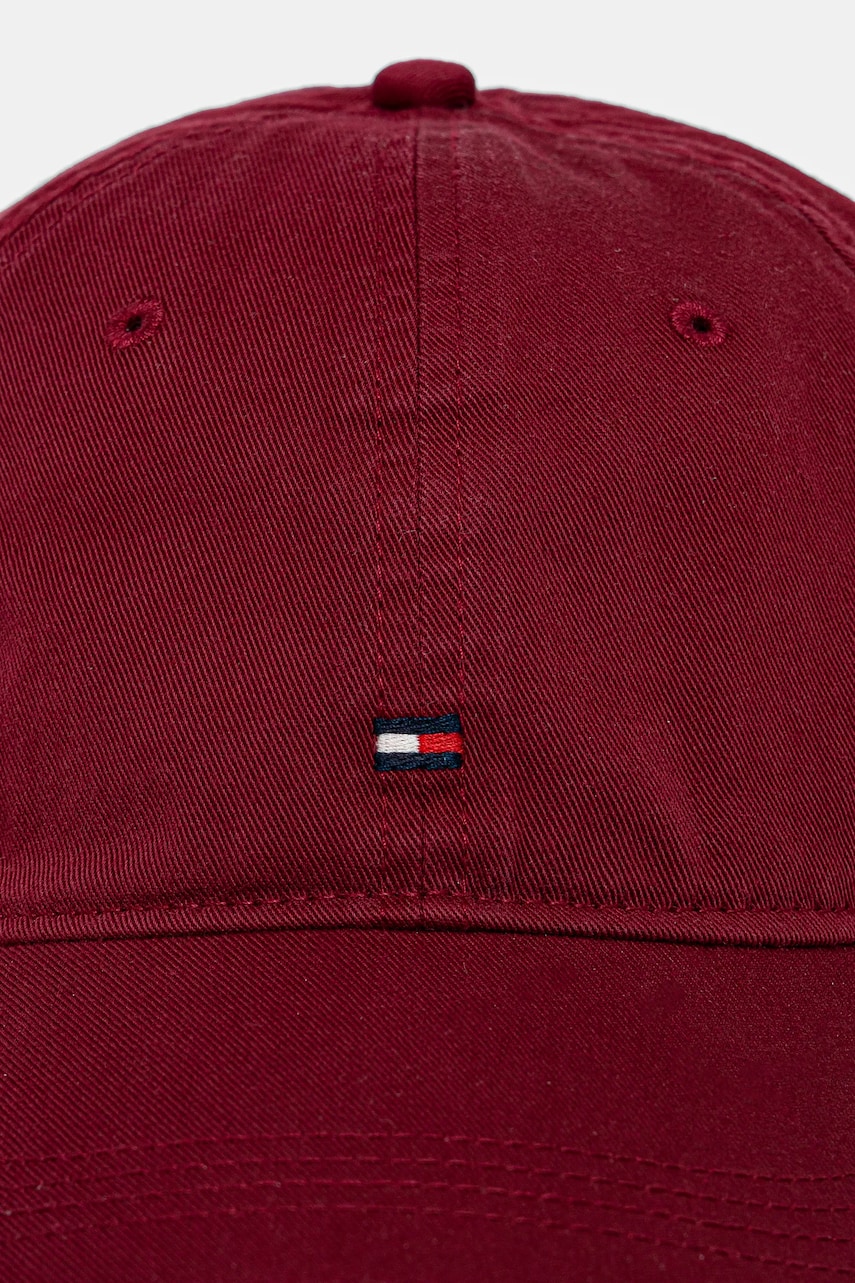 Хлопковая кепка Tommy Hilfiger цвет бордовый однотонная AM0AM13159 Хлопковая кепка Tommy Hilfiger цвет бордовый однотонная AM0AM13159