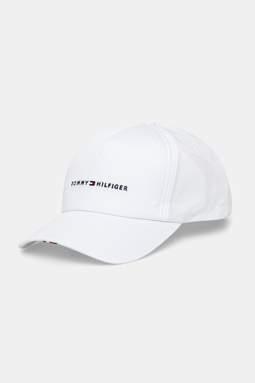 Levně Bavlněná baseballová čepice Tommy Hilfiger bílá barva, s aplikací, AM0AM13162