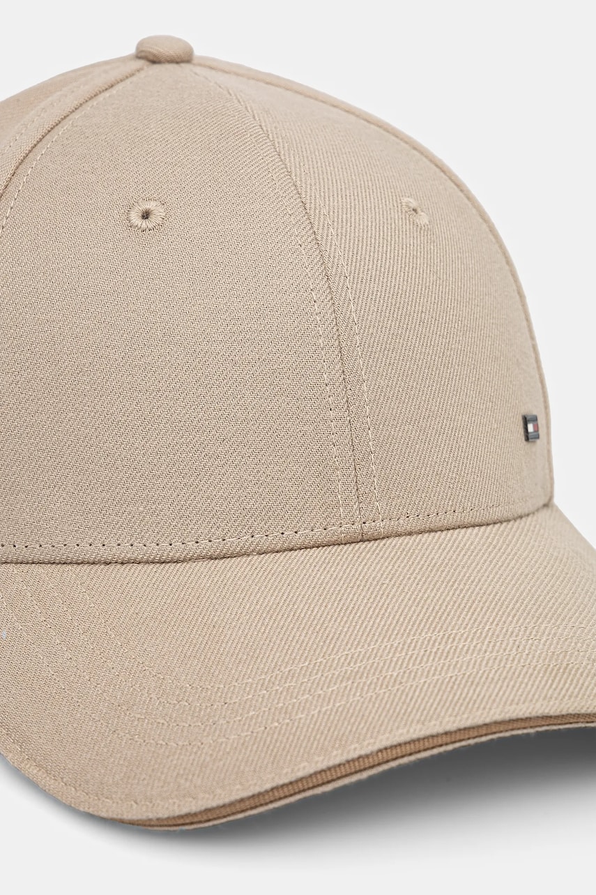 Хлопковая кепка Tommy Hilfiger цвет бежевый однотонная AM0AM13164 Хлопковая кепка Tommy Hilfiger цвет бежевый однотонная AM0AM13164