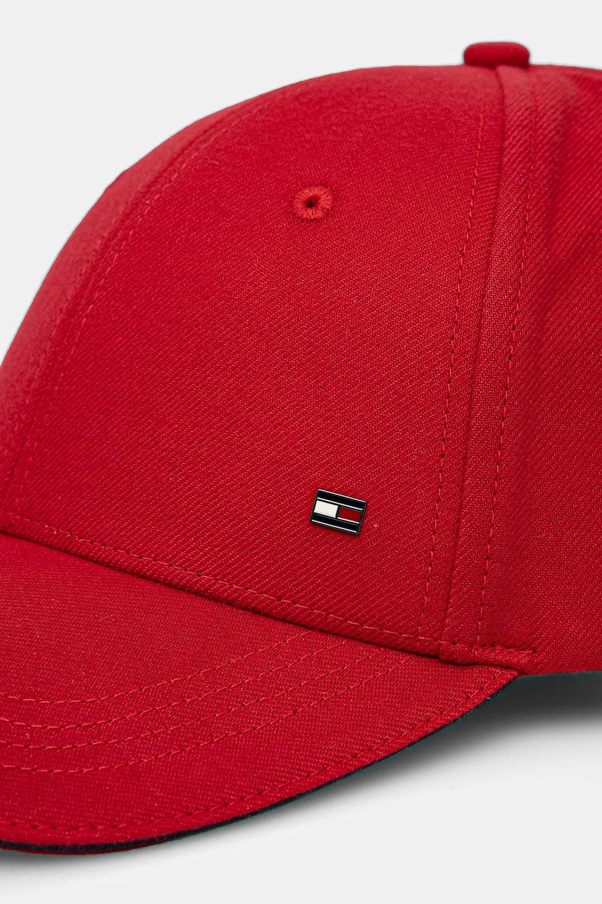 Хлопковая кепка Tommy Hilfiger цвет красный однотонная AM0AM13164 Хлопковая кепка Tommy Hilfiger цвет красный однотонная AM0AM13164