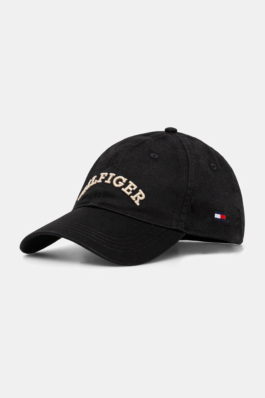Levně Bavlněná baseballová čepice Tommy Hilfiger černá barva, s aplikací, AM0AM13165