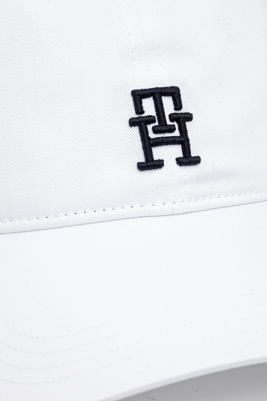 Хлопковая кепка Tommy Hilfiger цвет белый с аппликацией AM0AM13542 Хлопковая кепка Tommy Hilfiger цвет белый с аппликацией AM0AM13542