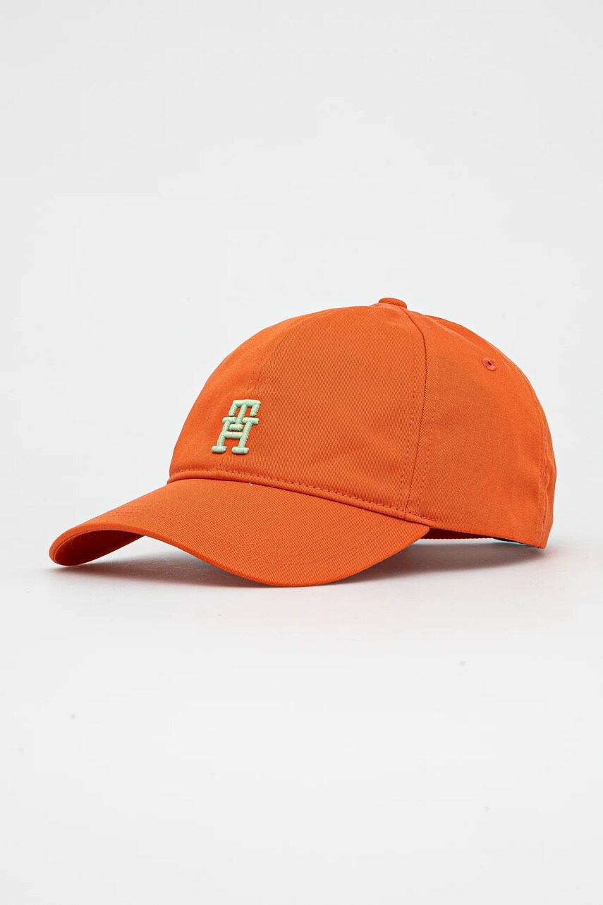 Levně Bavlněná baseballová čepice Tommy Hilfiger oranžová barva, s aplikací, AM0AM13542