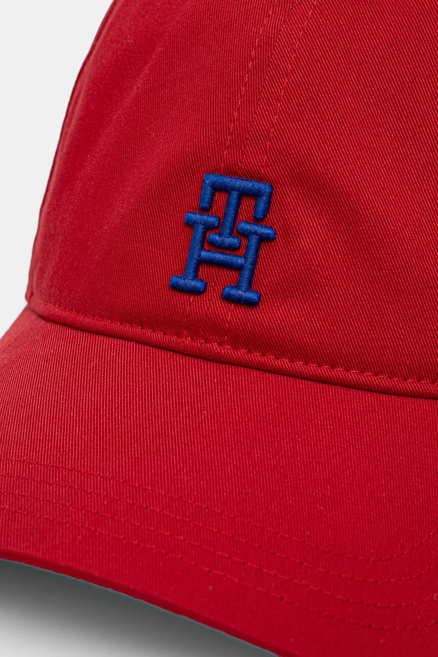 Хлопковая кепка Tommy Hilfiger цвет красный с аппликацией AM0AM13542 Хлопковая кепка Tommy Hilfiger цвет красный с аппликацией AM0AM13542