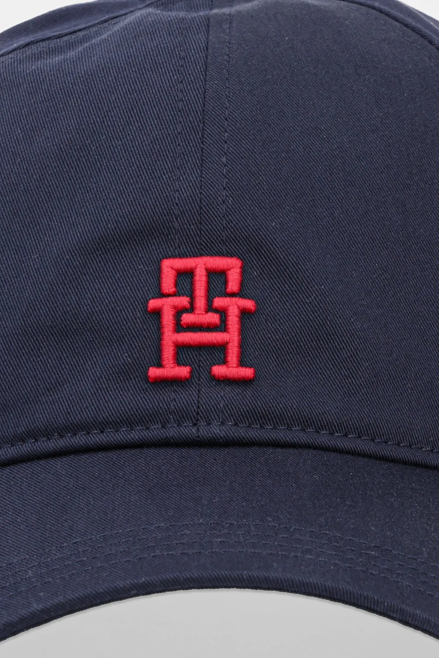 Хлопковая кепка Tommy Hilfiger цвет синий с аппликацией AM0AM13542 Хлопковая кепка Tommy Hilfiger цвет синий с аппликацией AM0AM13542