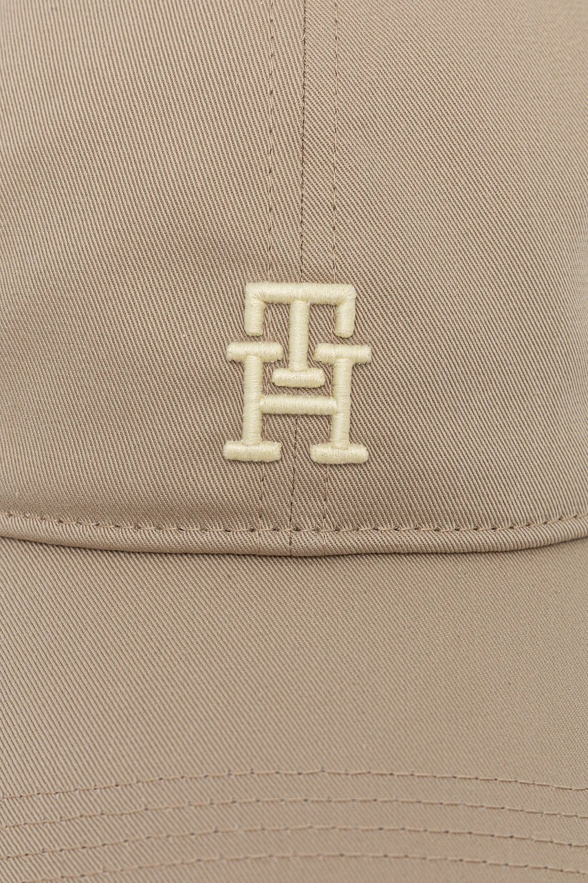 Хлопковая кепка Tommy Hilfiger цвет бежевый с аппликацией AM0AM13542