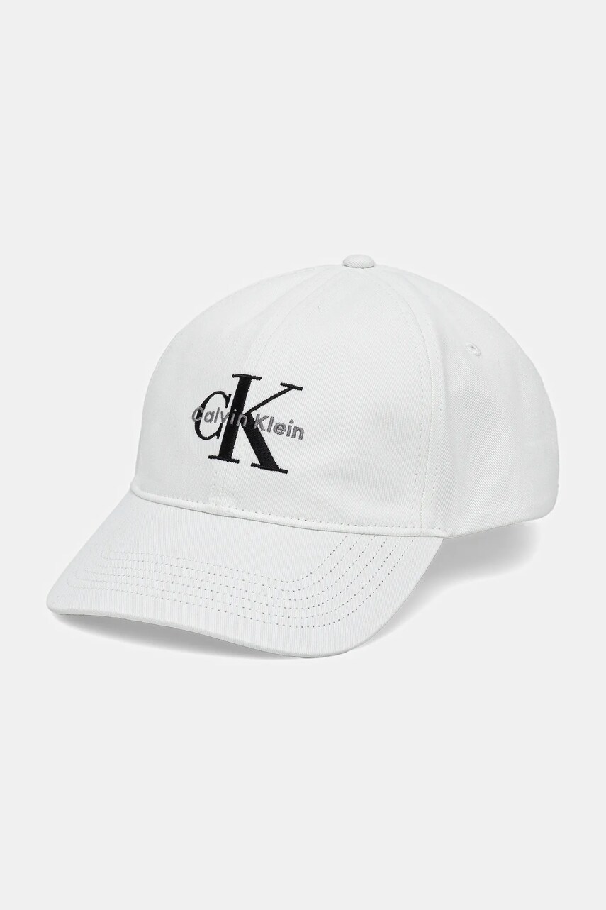Levně Bavlněná baseballová čepice Calvin Klein Jeans bílá barva, s aplikací, LV04G5004G