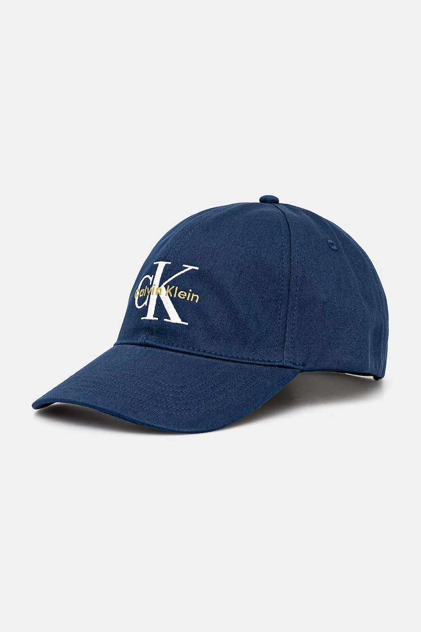 Levně Bavlněná baseballová čepice Calvin Klein Jeans fialová barva, s aplikací, LV04G5004G