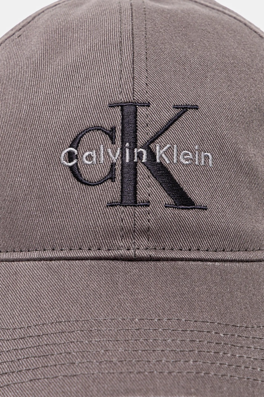 Хлопковая кепка Calvin Klein Jeans цвет серый с аппликацией LV04G5004G
