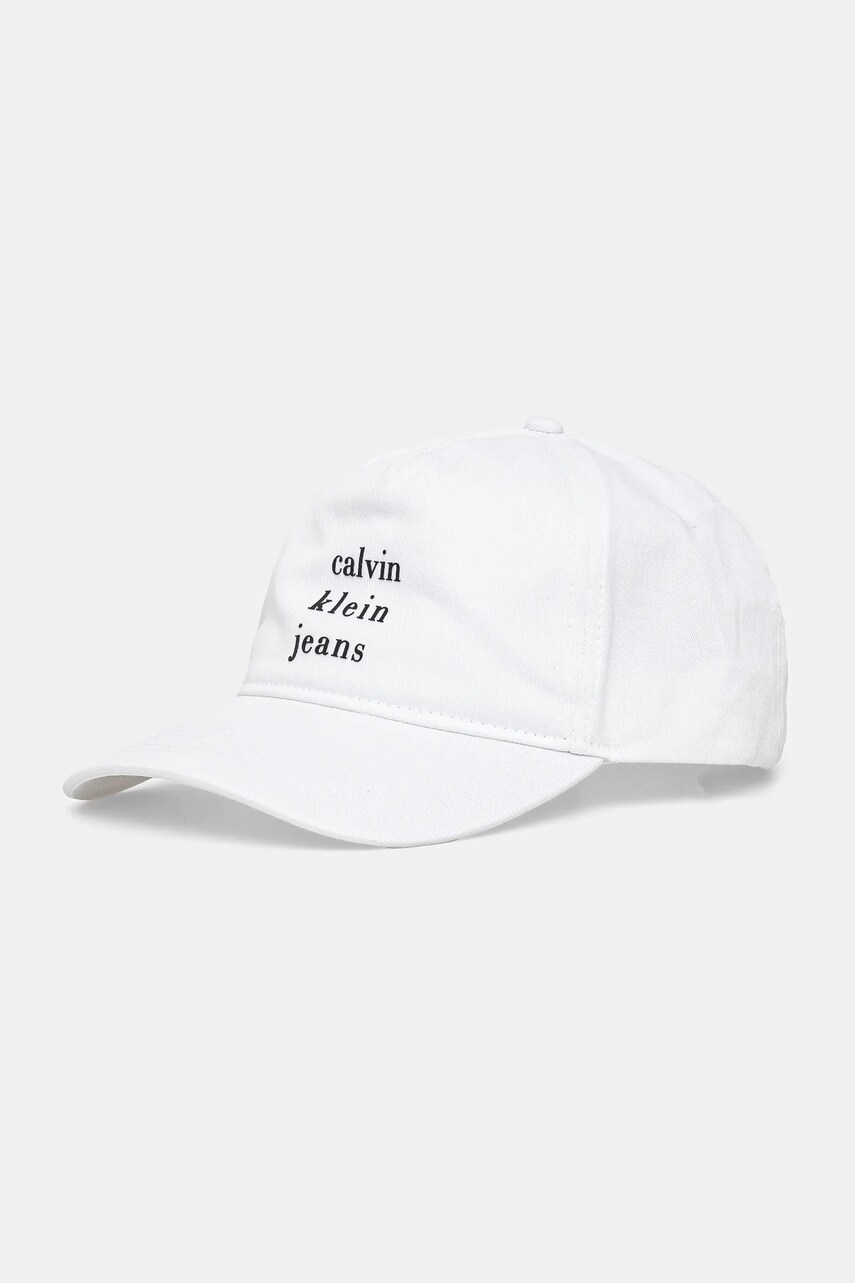 Levně Bavlněná baseballová čepice Calvin Klein Jeans bílá barva, s potiskem, LV04G5036G