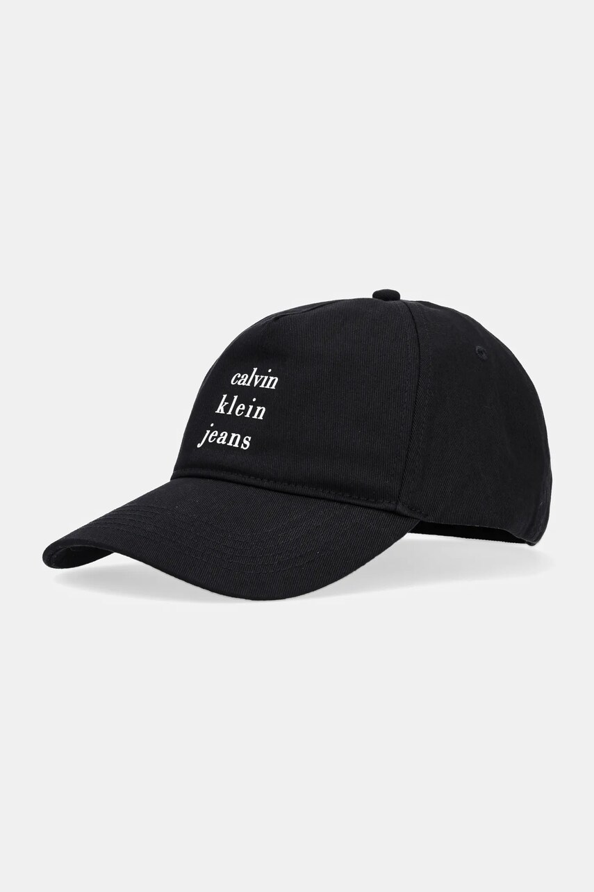 Levně Bavlněná baseballová čepice Calvin Klein Jeans černá barva, s potiskem, LV04G5036G