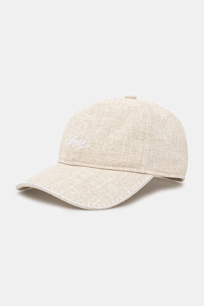 Drôle de Monsieur sapca La Casquette Drule Lin culoarea bej, neted, G-CP168-LI008-LBG Drôle de Monsieur sapca La Casquette Drule Lin culoarea bej, neted, G-CP168-LI008-LBG