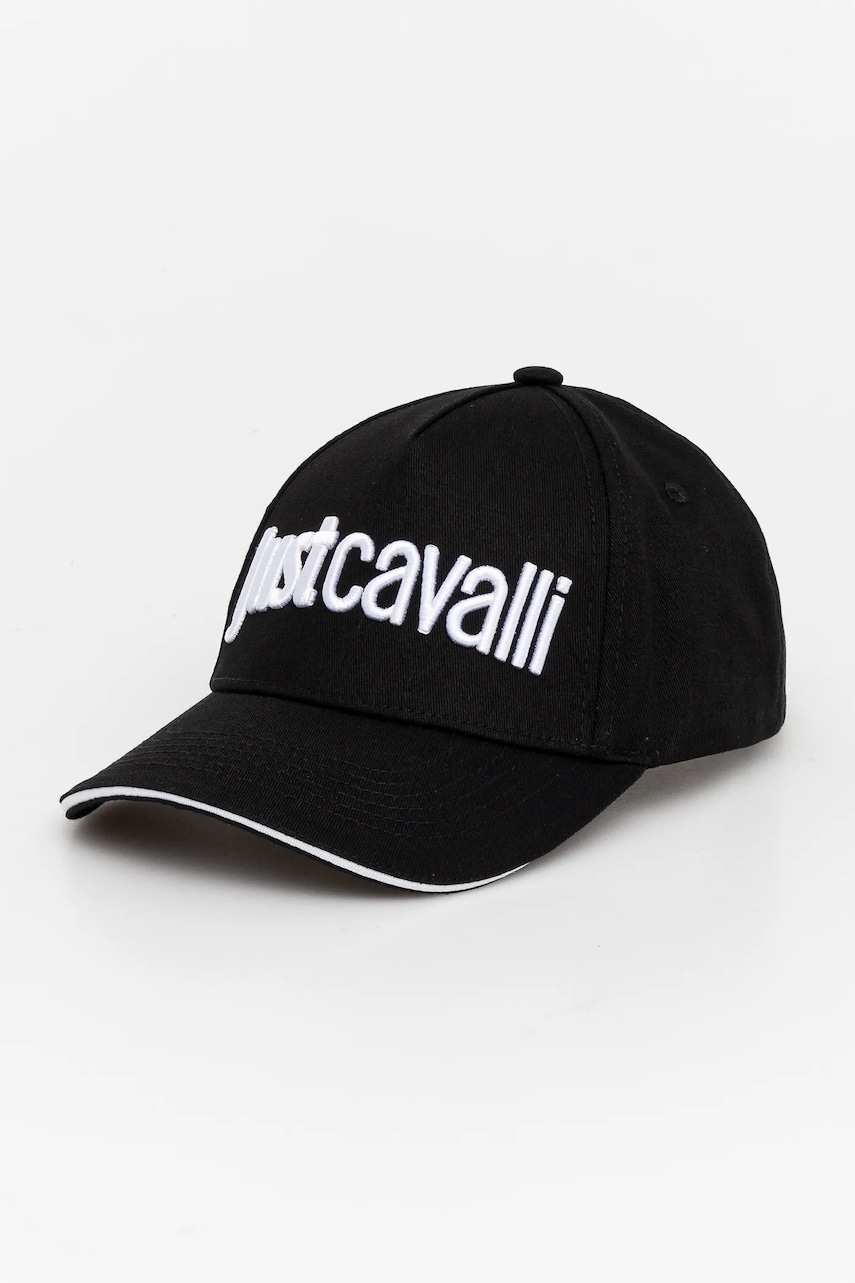 Just Cavalli șapcă de baseball din bumbac culoarea negru, cu imprimeu, 78QAZK30 ZG192 Just Cavalli șapcă de baseball din bumbac culoarea negru, cu imprimeu, 78QAZK30 ZG192