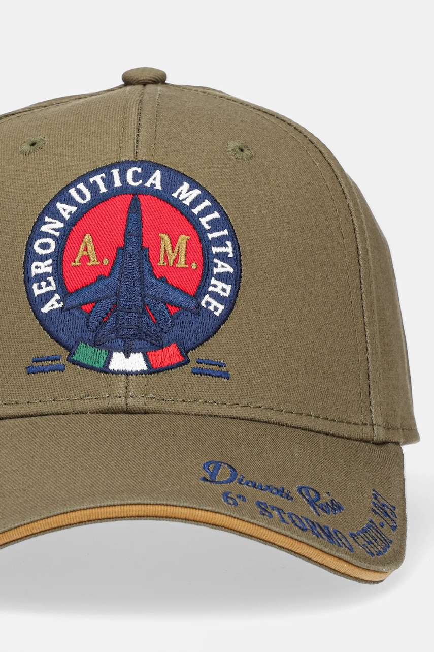 Хлопковая кепка Aeronautica Militare цвет зелёный с аппликацией HA1208CT2261 Хлопковая кепка Aeronautica Militare цвет зелёный с аппликацией HA1208CT2261
