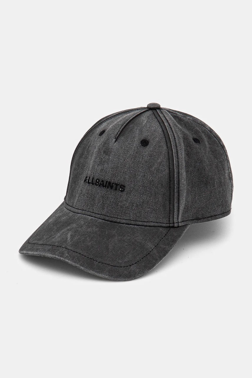 AllSaints șapcă de baseball din bumbac culoarea gri, cu imprimeu, 29AS200855