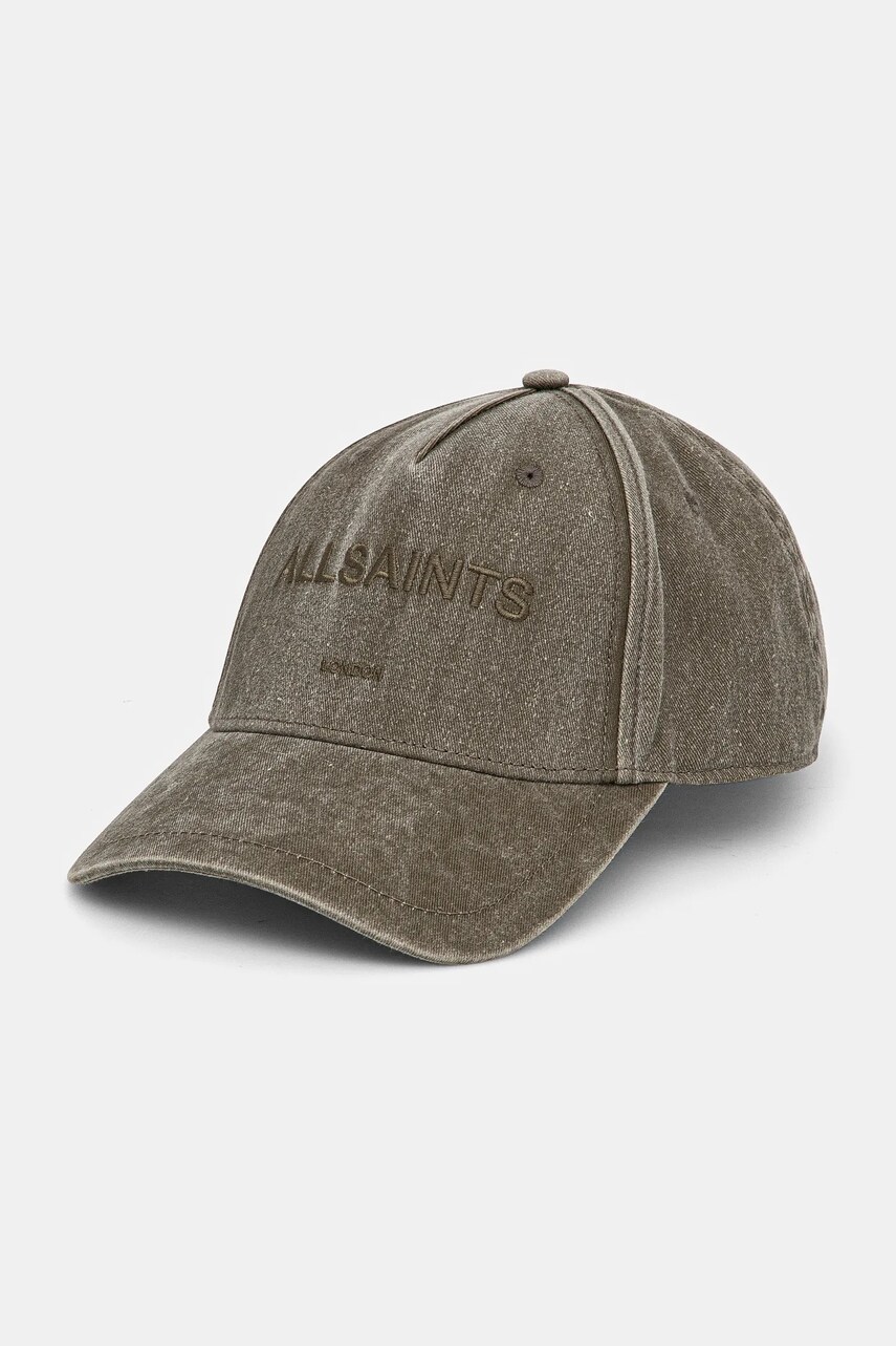 AllSaints șapcă de baseball din bumbac culoarea verde, cu imprimeu, 29AS200865