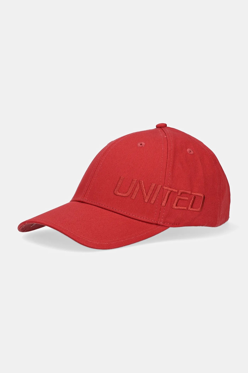 Levně Bavlněná baseballová čepice United Colors of Benetton červená barva, hladká, 6NFPUA01C