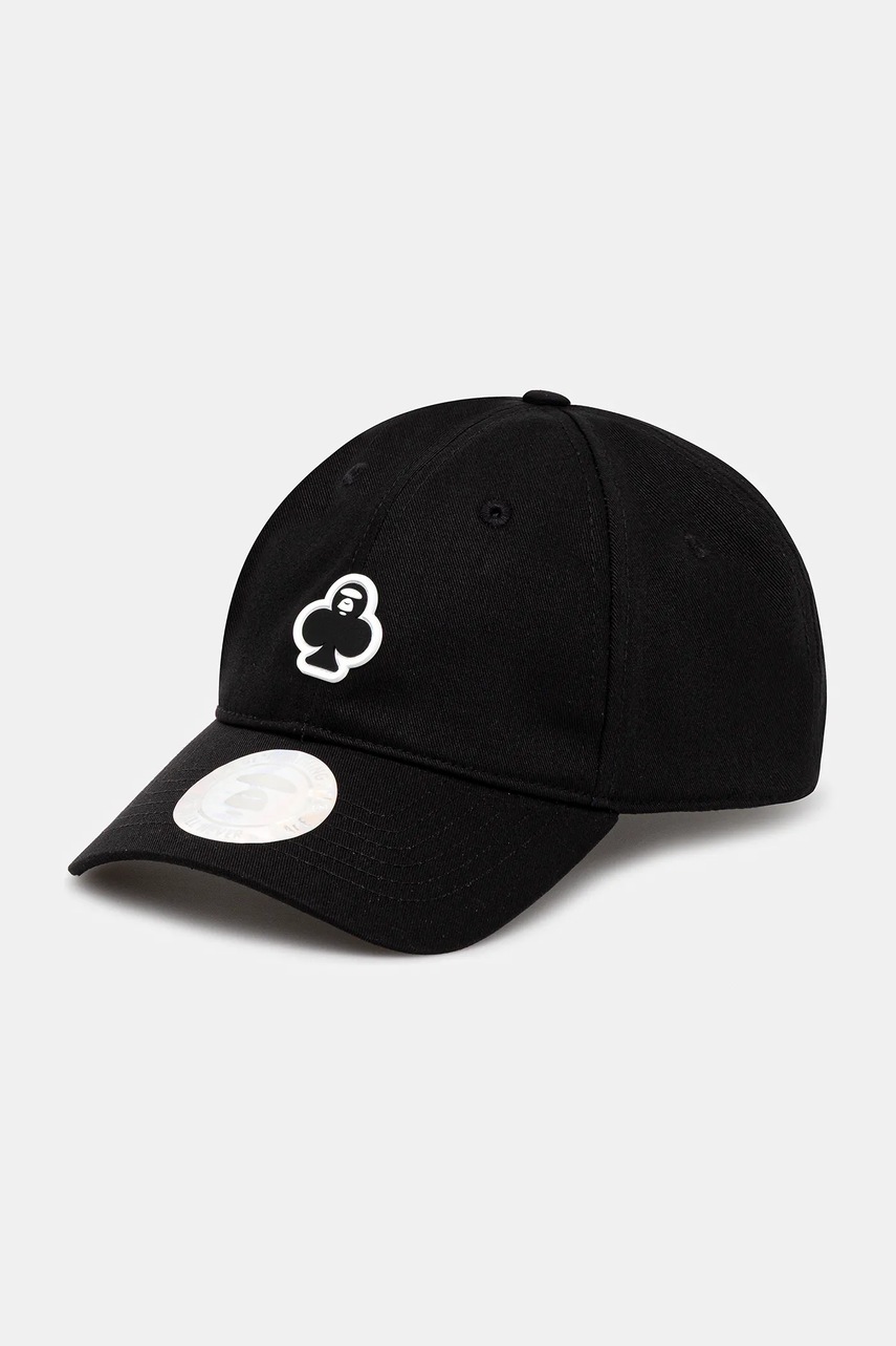 Bavlněná baseballová čepice AAPE Clover Now černá barva, s aplikací, AAPCPM5312XXO