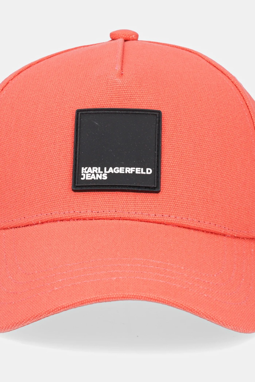 Хлопковая кепка Karl Lagerfeld Jeans цвет оранжевый с принтом A1W33002 Хлопковая кепка Karl Lagerfeld Jeans цвет оранжевый с принтом A1W33002