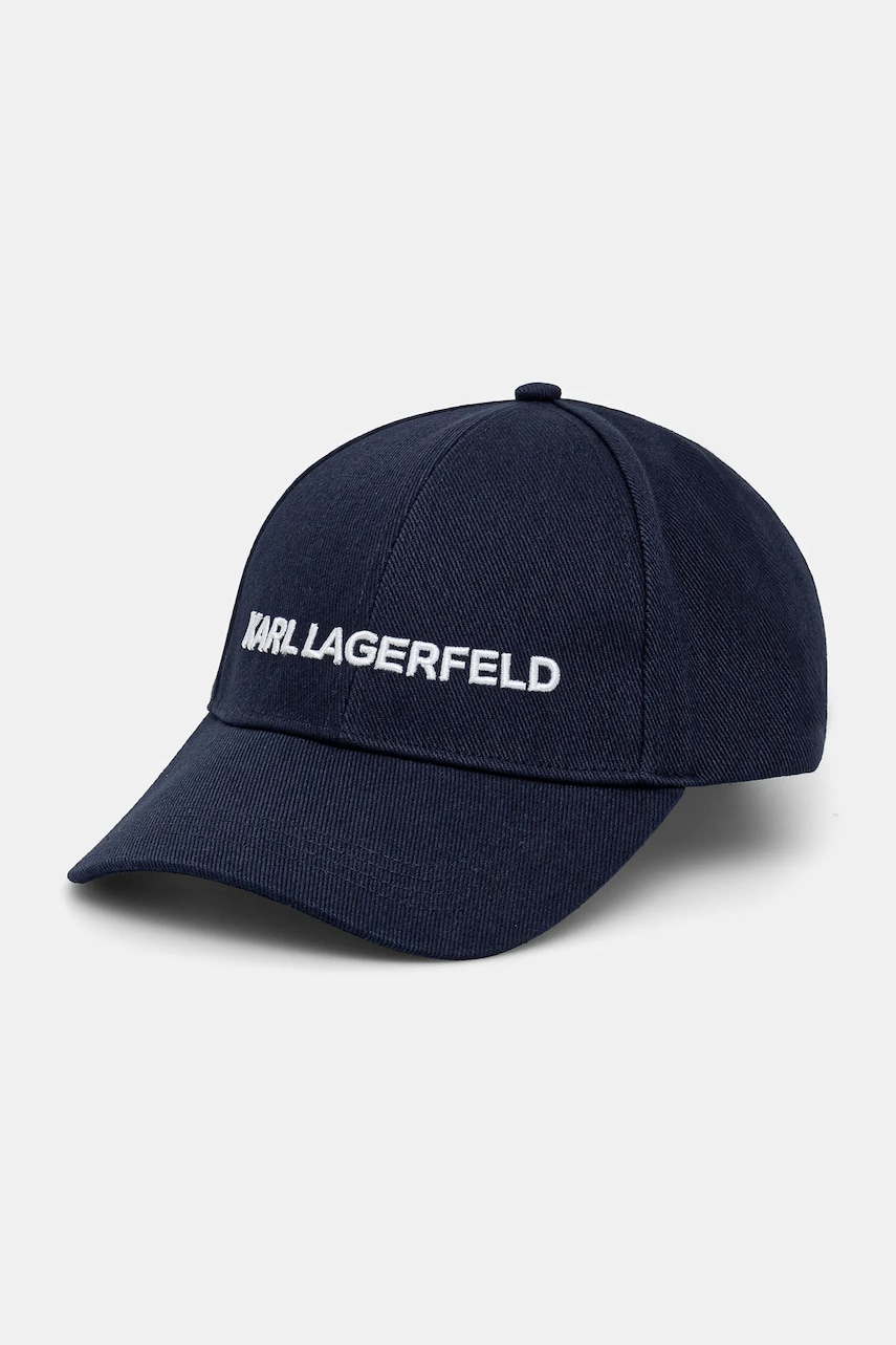 Karl Lagerfeld șapcă de baseball din bumbac culoarea albastru marin, cu imprimeu, A1W33071 Karl Lagerfeld șapcă de baseball din bumbac culoarea albastru marin, cu imprimeu, A1W33071