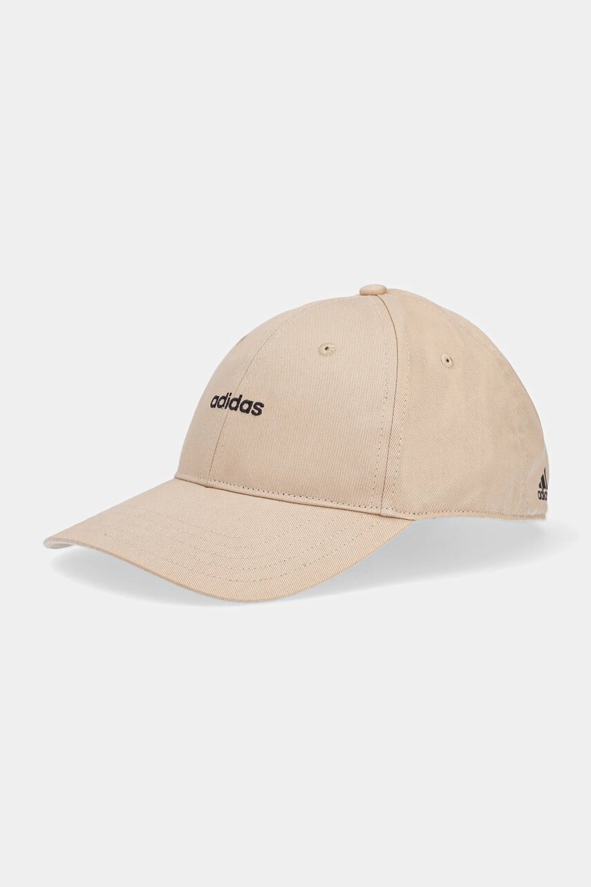 adidas șapcă de baseball din bumbac Essentials culoarea bej, cu imprimeu, IY5420
