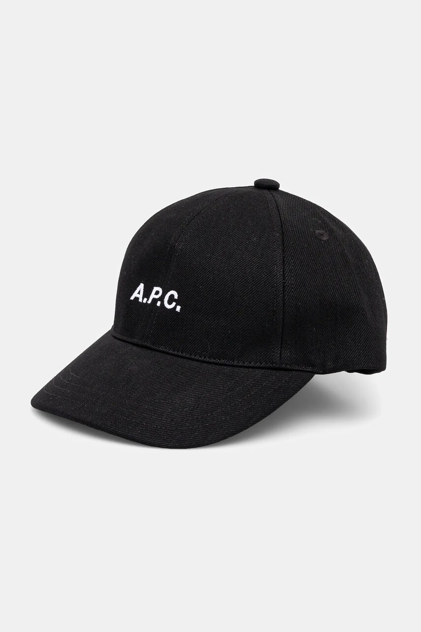 A.P.C. sapca de baseball din bumbac casquette charlie culoarea negru, cu imprimeu, COHFK.M24069