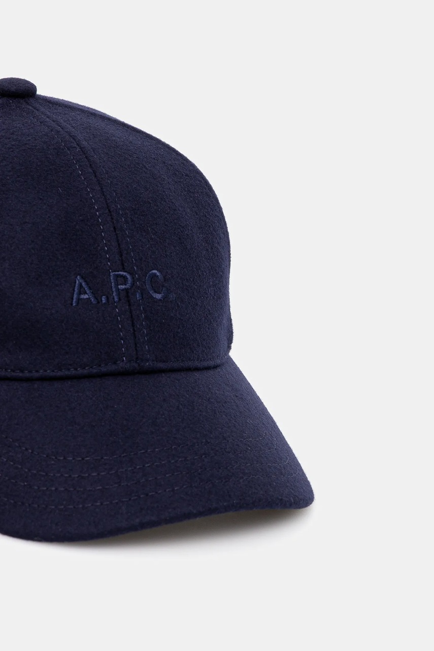 Шерстяная кепка A.P.C. casquette charlie цвет синий однотонная WOARV.M24069 Шерстяная кепка A.P.C. casquette charlie цвет синий однотонная WOARV.M24069