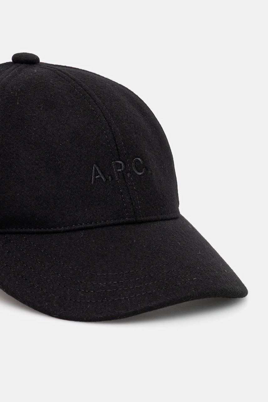 Шерстяная кепка A.P.C. casquette charlie цвет чёрный однотонная WOARV.M24069 Шерстяная кепка A.P.C. casquette charlie цвет чёрный однотонная WOARV.M24069