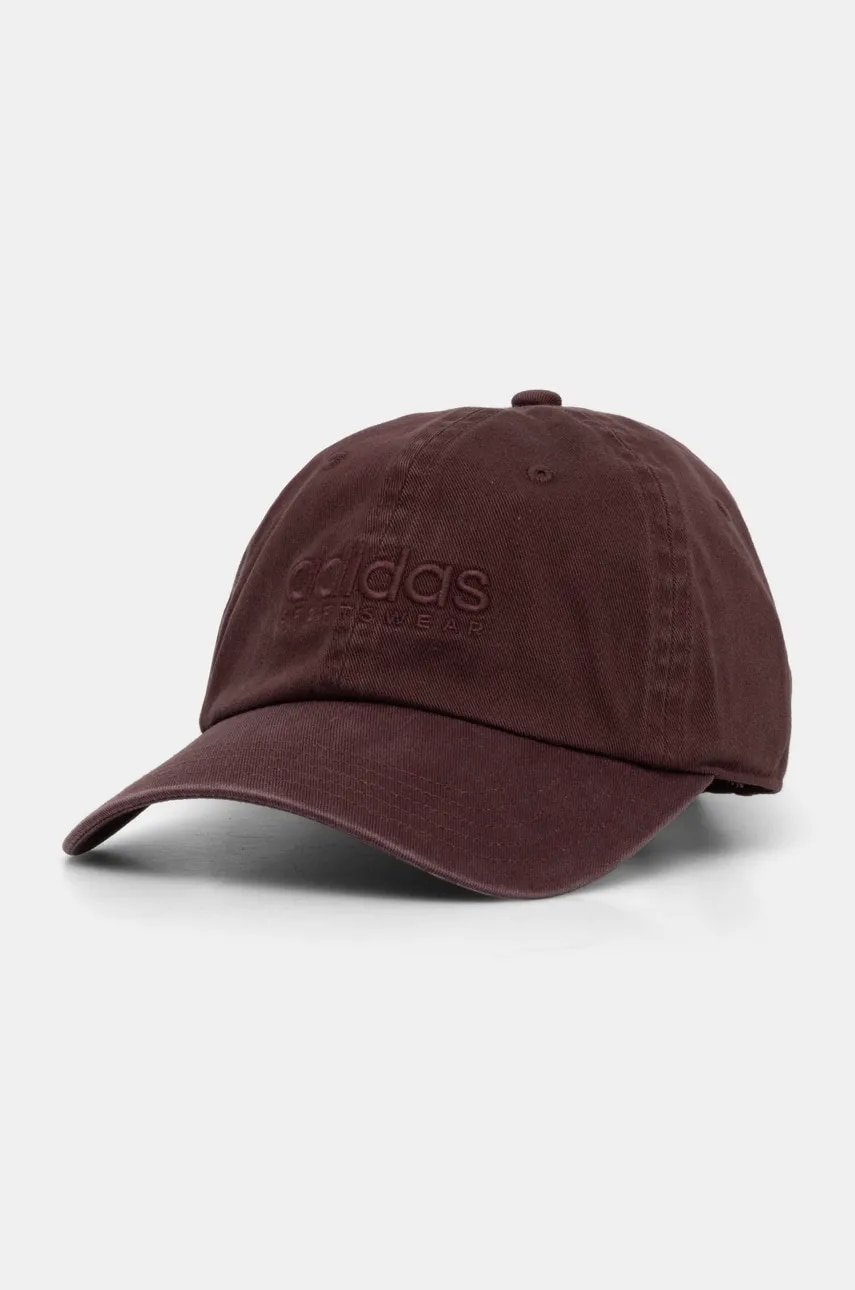 adidas șapcă de baseball din bumbac culoarea bordo, cu imprimeu, JF6042 adidas șapcă de baseball din bumbac culoarea bordo, cu imprimeu, JF6042