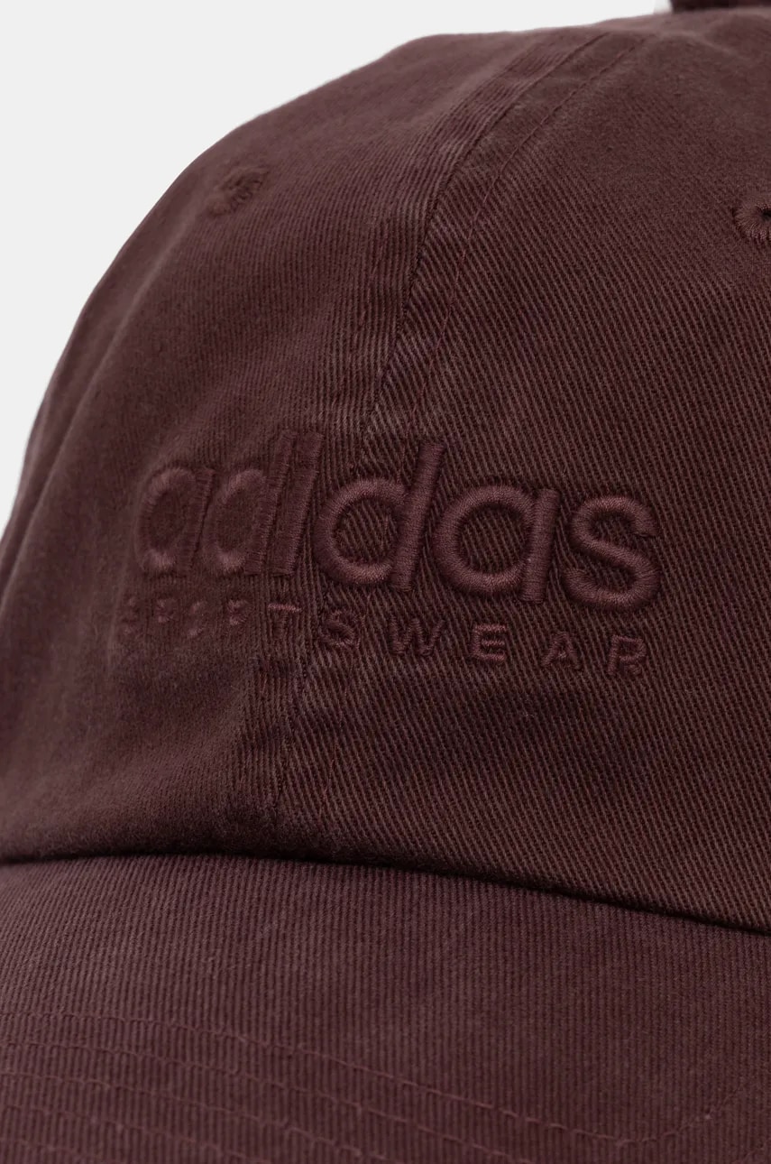Хлопковая кепка adidas цвет бордовый с аппликацией JF6042 Хлопковая кепка adidas цвет бордовый с аппликацией JF6042