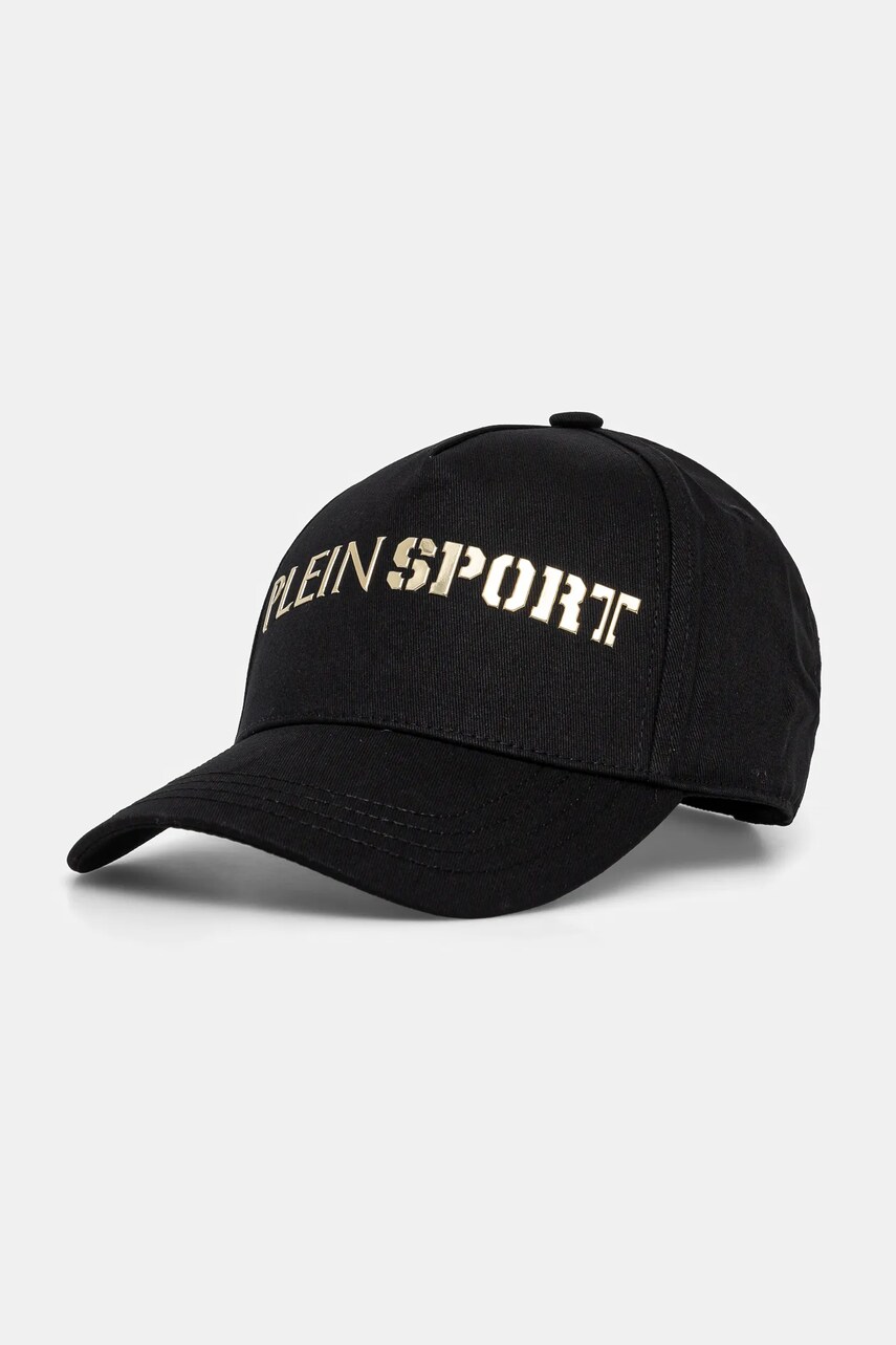 PLEIN SPORT sapca de baseball din bumbac culoarea negru, cu imprimeu, SADA UAC0502 STE003N