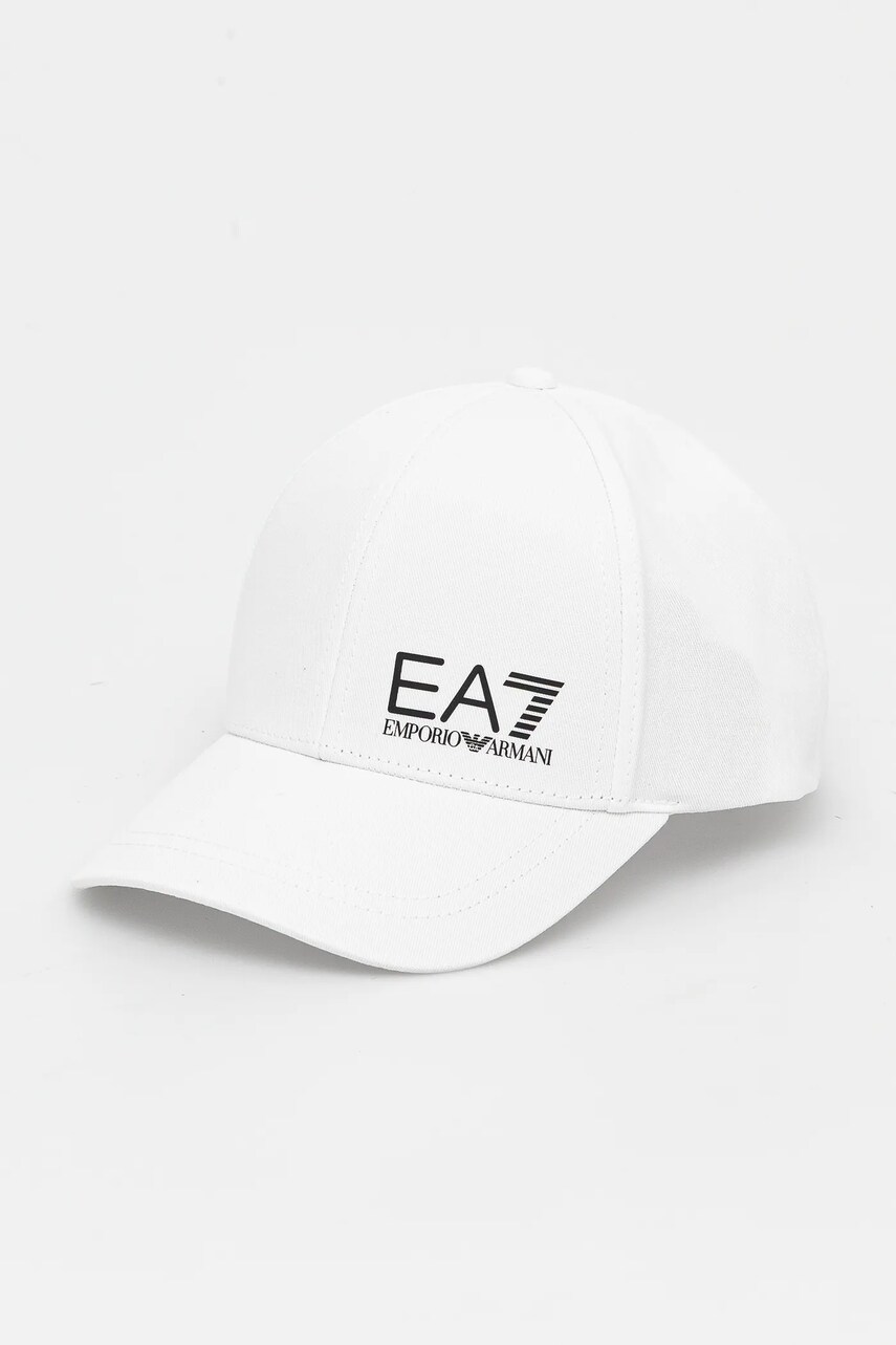 EA7 Emporio Armani sapca de baseball din bumbac culoarea alb, cu imprimeu, AF11989.7X000005