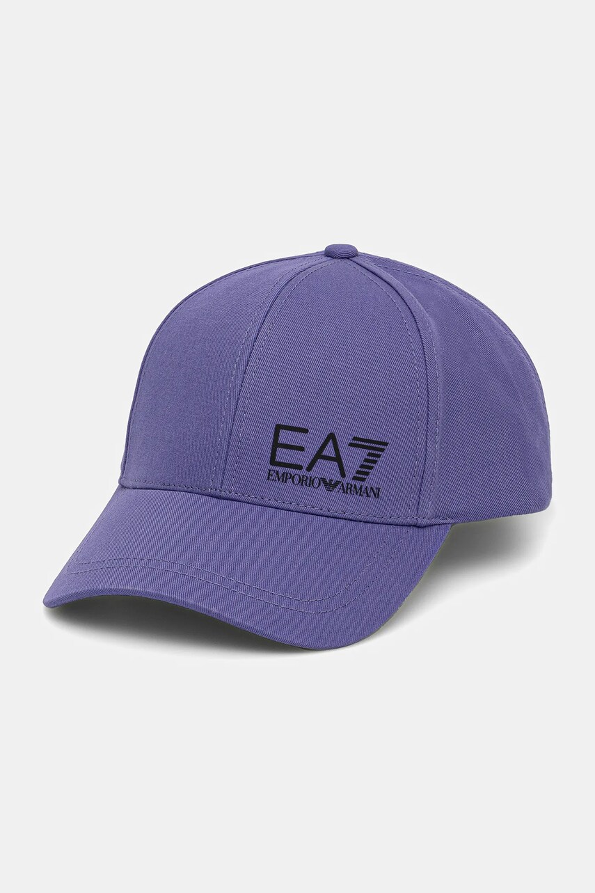 EA7 Emporio Armani sapca de baseball din bumbac culoarea violet, cu imprimeu, AF11989.7X000005