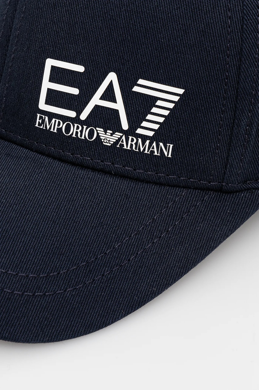 Хлопковая кепка EA7 Emporio Armani цвет синий с принтом AF11989.7X000005 Хлопковая кепка EA7 Emporio Armani цвет синий с принтом AF11989.7X000005