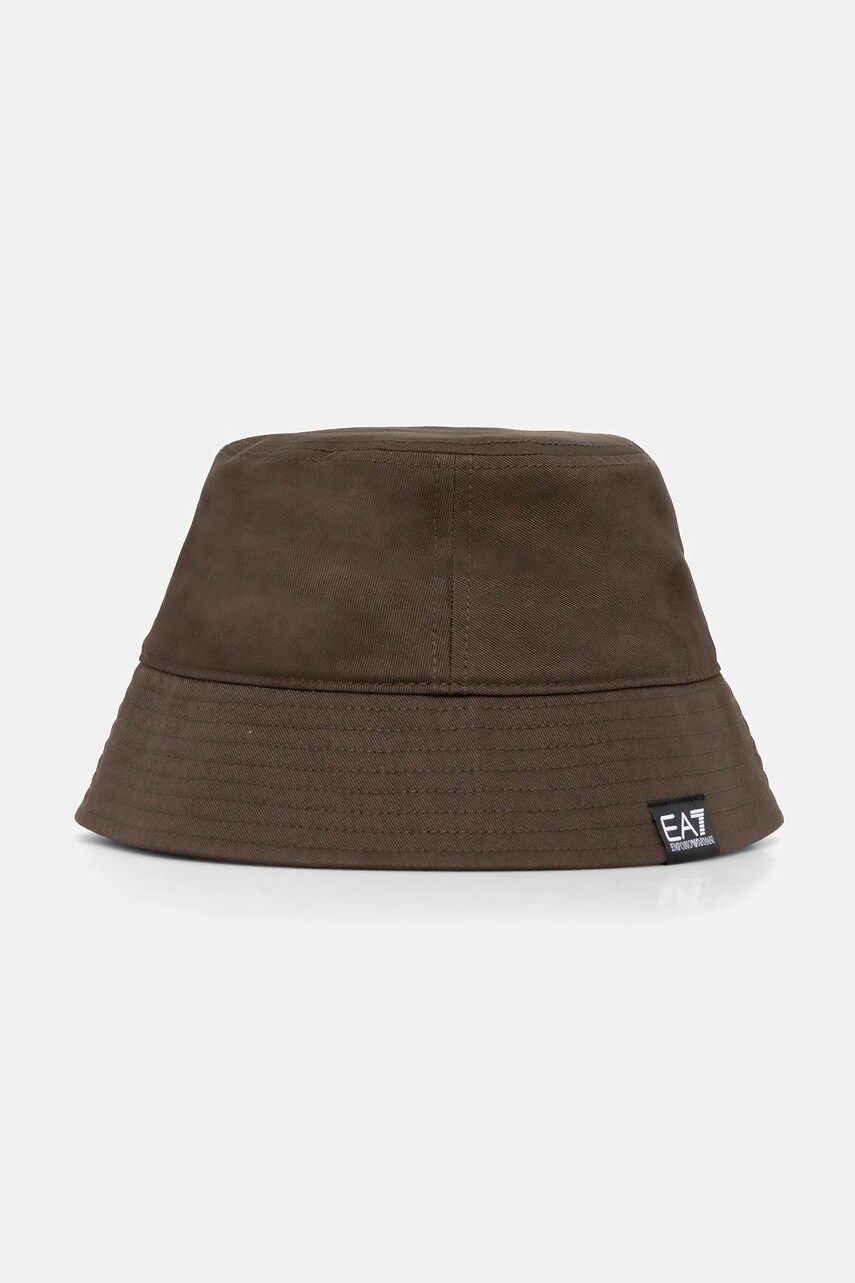 Levně Bavlněný klobouk EA7 Emporio Armani hnědá barva, AF11989.7X000048