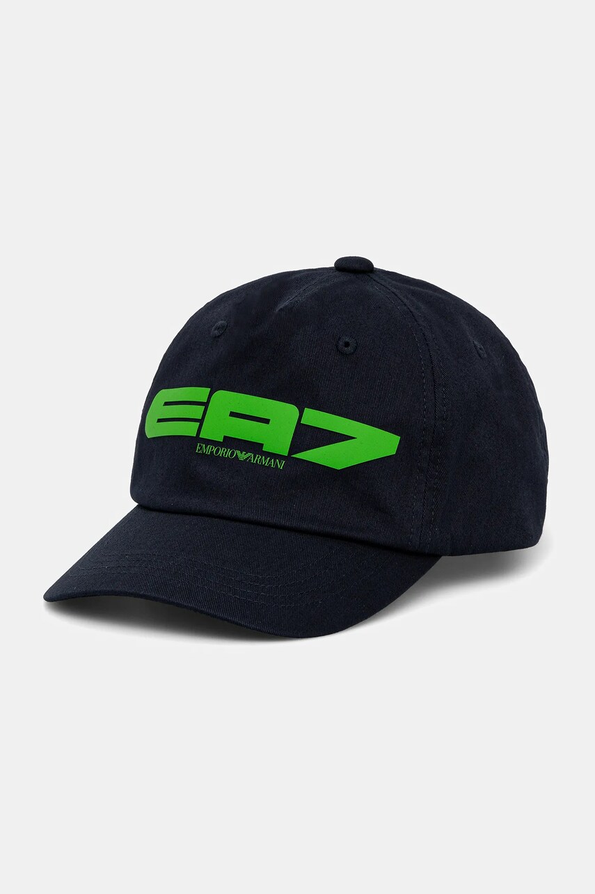 EA7 Emporio Armani sapca de baseball din bumbac culoarea bleumarin, cu imprimeu, AF13644.7X000053