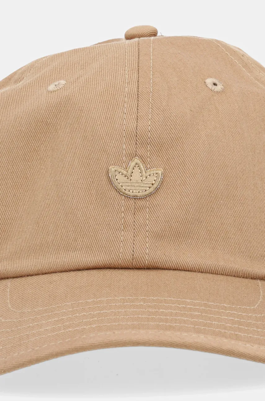 Хлопковая кепка adidas Originals цвет коричневый однотонная JN7135 Хлопковая кепка adidas Originals цвет коричневый однотонная JN7135