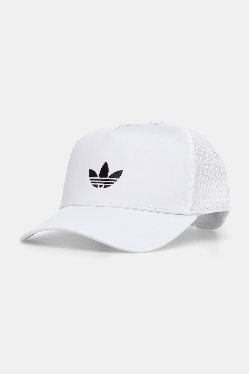 adidas Originals sapca CURVED TRUCKER culoarea alb, cu imprimeu, JC6039