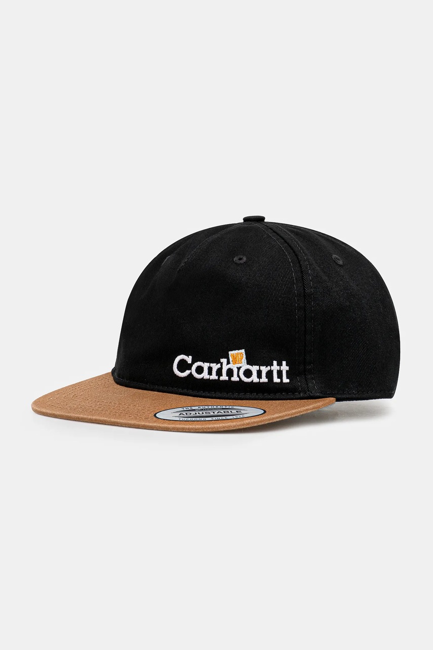 Bavlněná baseballová čepice Carhartt WIP Label Script Coach Cap černá barva, s aplikací, I034361.89XX