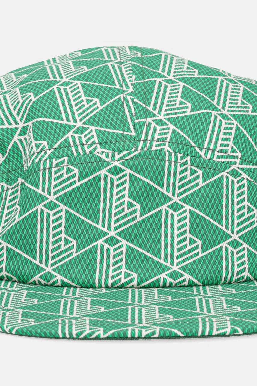 Хлопковая кепка Lacoste цвет зелёный узор RK0763 Хлопковая кепка Lacoste цвет зелёный узор RK0763
