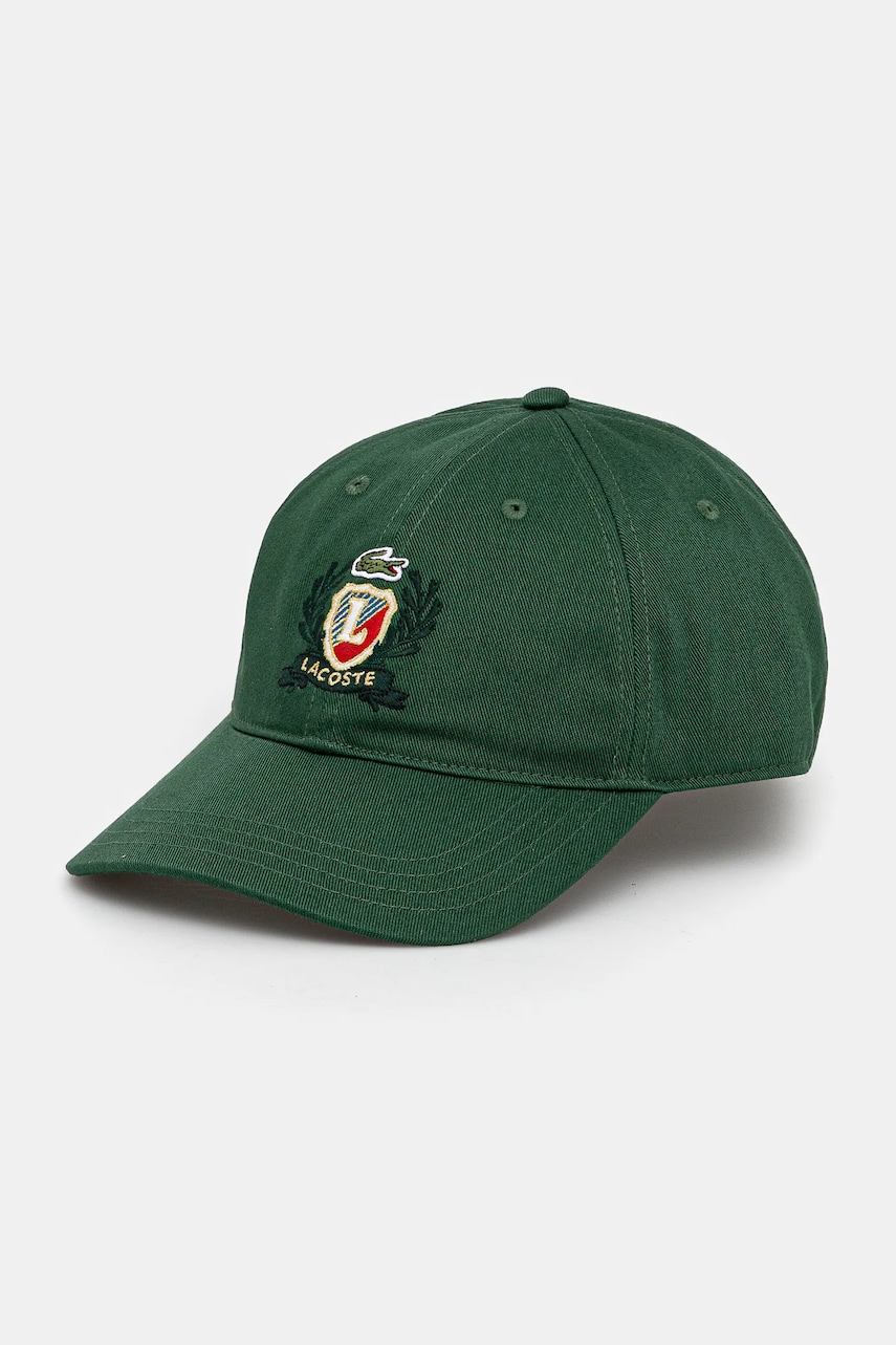 Lacoste șapcă de baseball din bumbac culoarea verde, cu imprimeu, RK9455 Lacoste șapcă de baseball din bumbac culoarea verde, cu imprimeu, RK9455