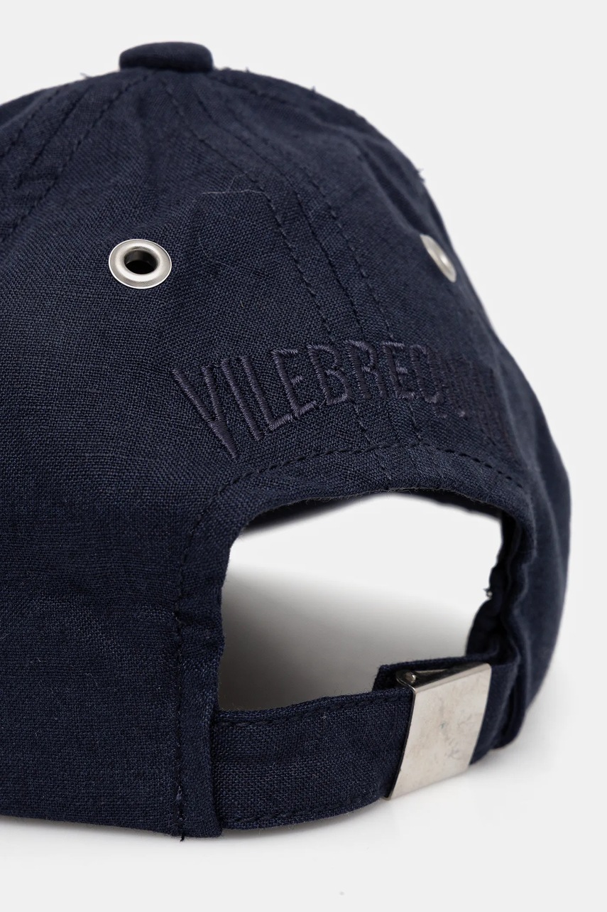 Льняная кепка Vilebrequin CAMO цвет синий с аппликацией OMAC1104